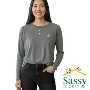 Banana Republic Gray Coffee Cup Logo Long Sleeve Graphic Tee XS EUC